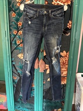 KanCan Ripped Skinny Jeans - Dark Blue Wash